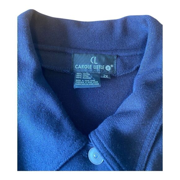 Carole Little embroidered flag long sleeve navy blue jacket size 2X - Picture 5 of 9